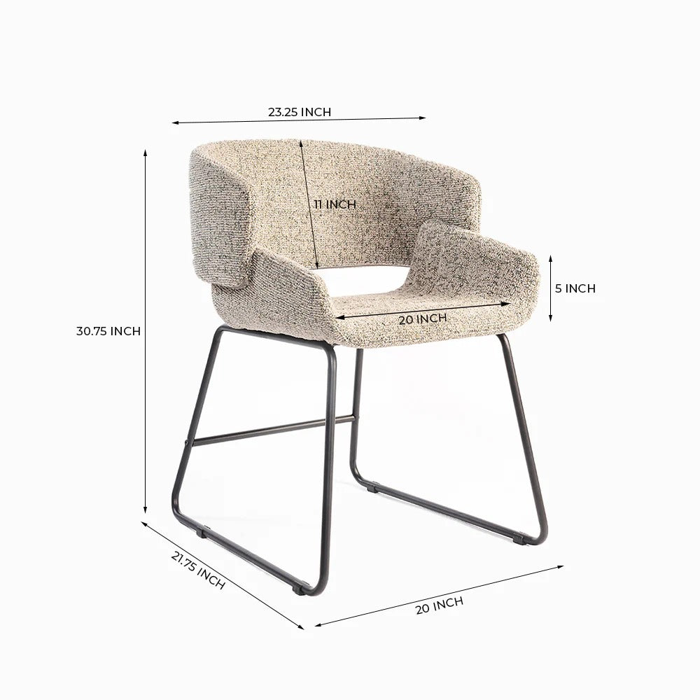 Cozy Textured Armchair with Metal Sled Base
