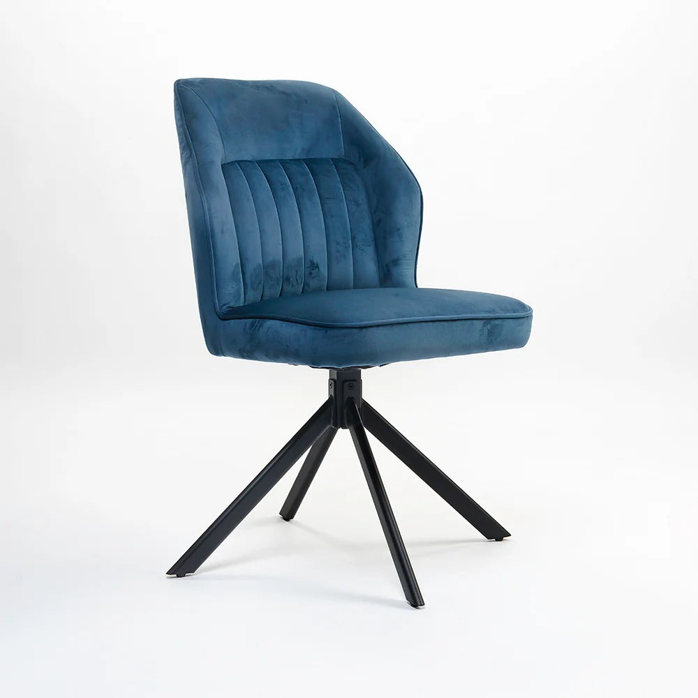 Tezzo Blue Velvet Swivel Dining Chair