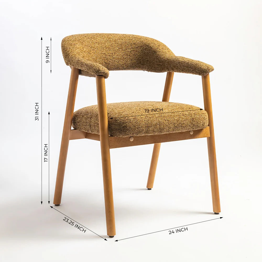 Mid-Century Fabric Dining Chair with Wooden Legs