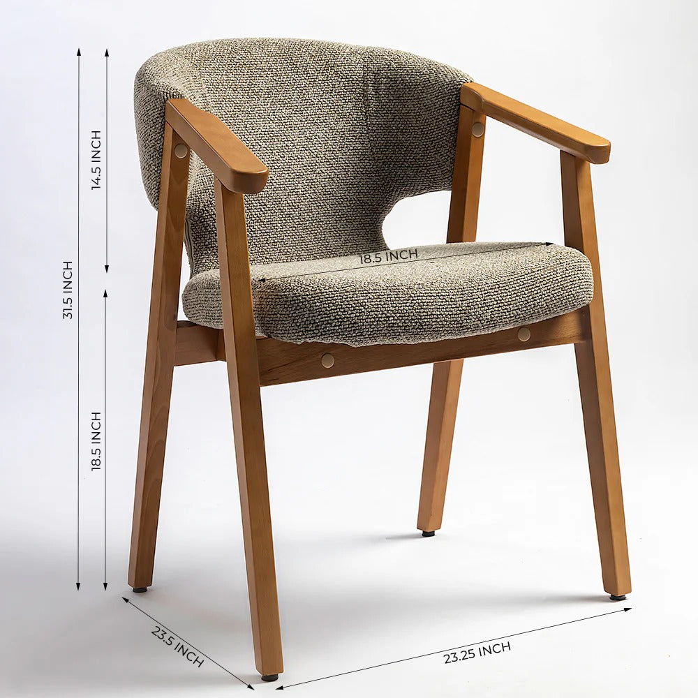 Curved Barrel-Back Dining Chair with Wooden Legs