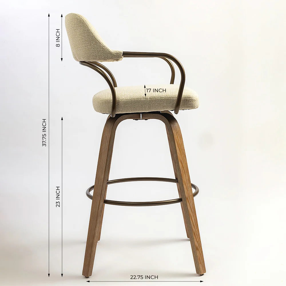 Full-Back Swivel Counter Stool in Beige