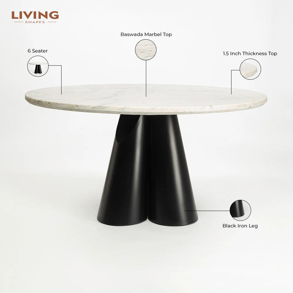 Noir Bloom Round Dining Set