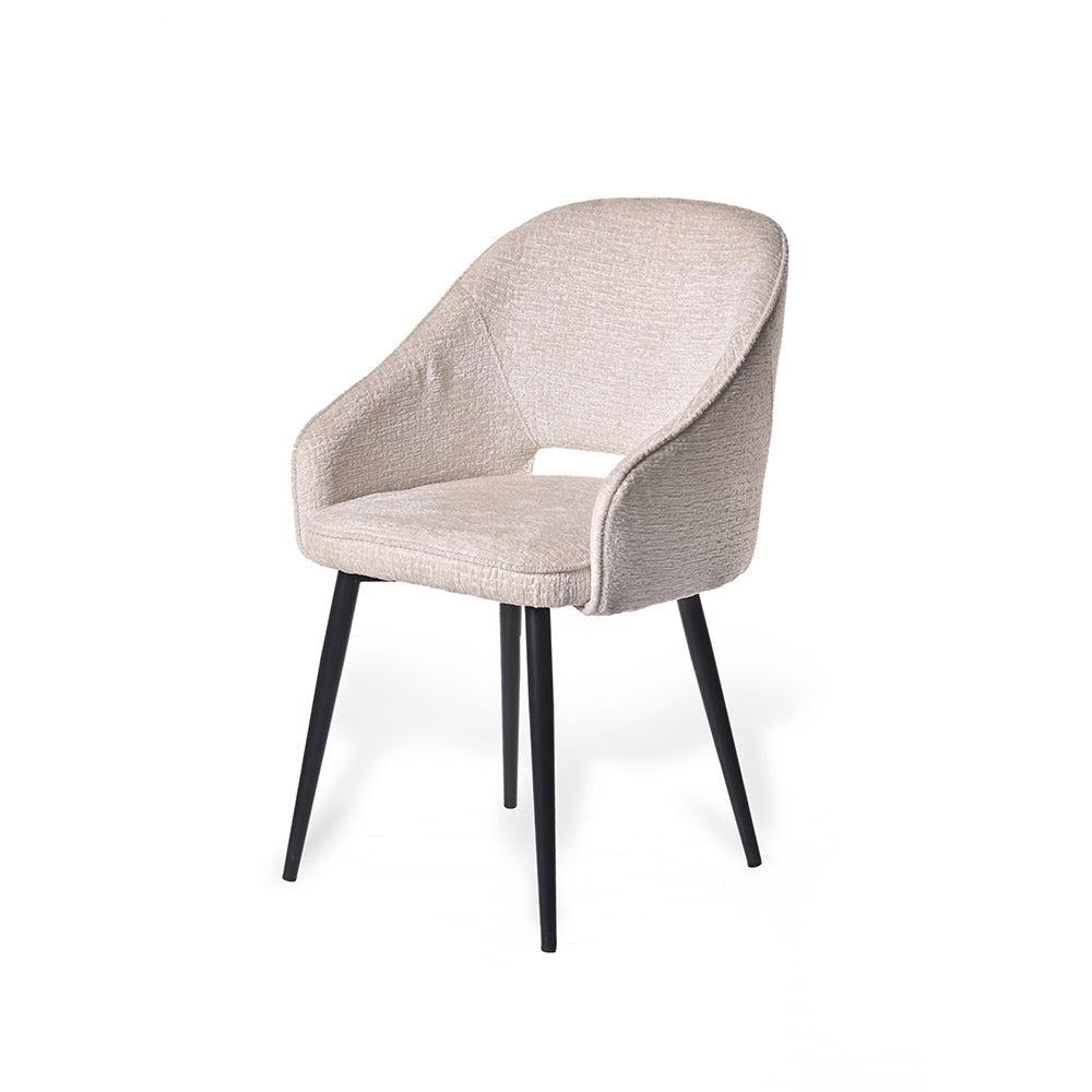 Curved Beige Fabric Dining Chair