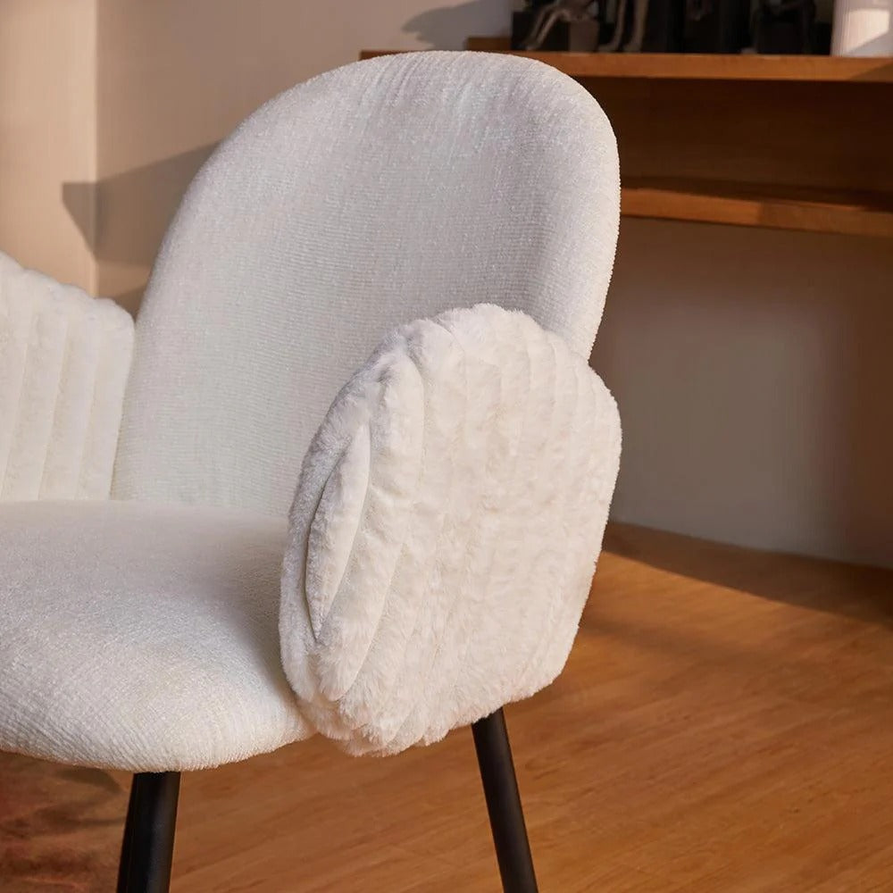 Elysian White Bouclé Dining Set