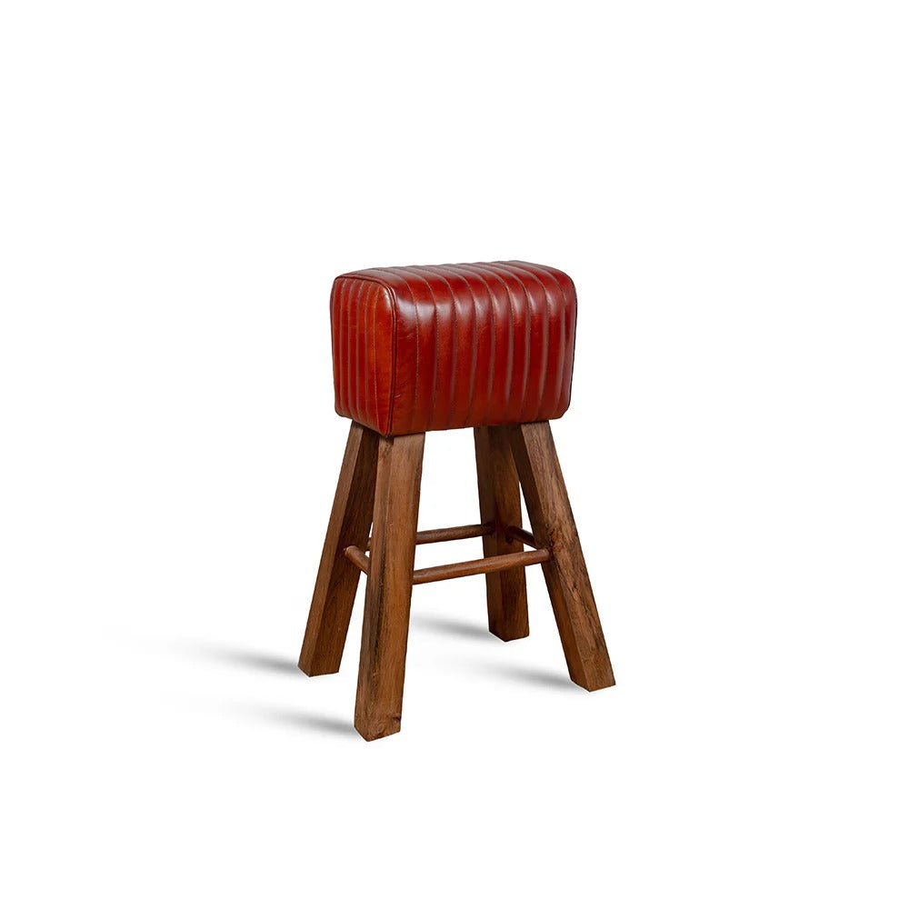 Round Leather Counter Stool