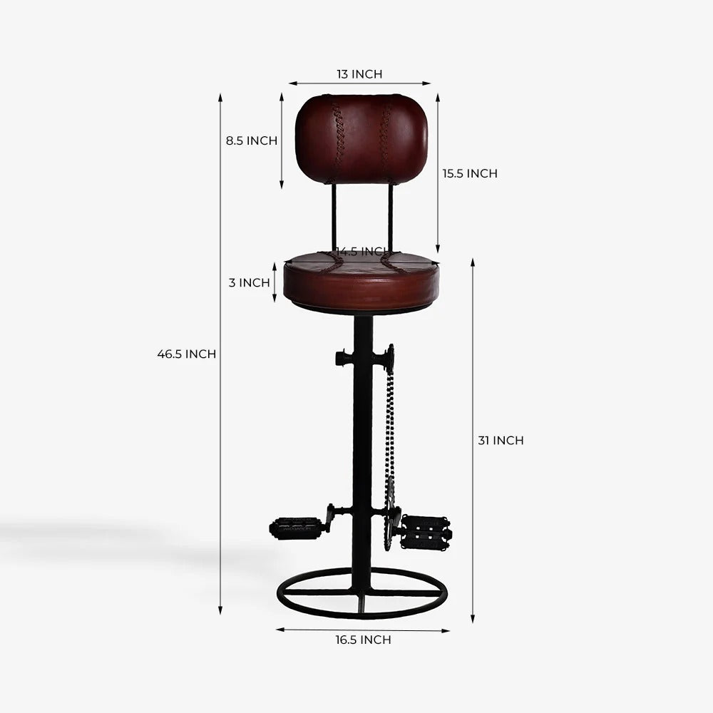 Round-Seat Metal Bar Chair with Padded Back