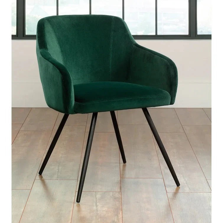 Aesthetic Green Velvet Plush Accent Chair
