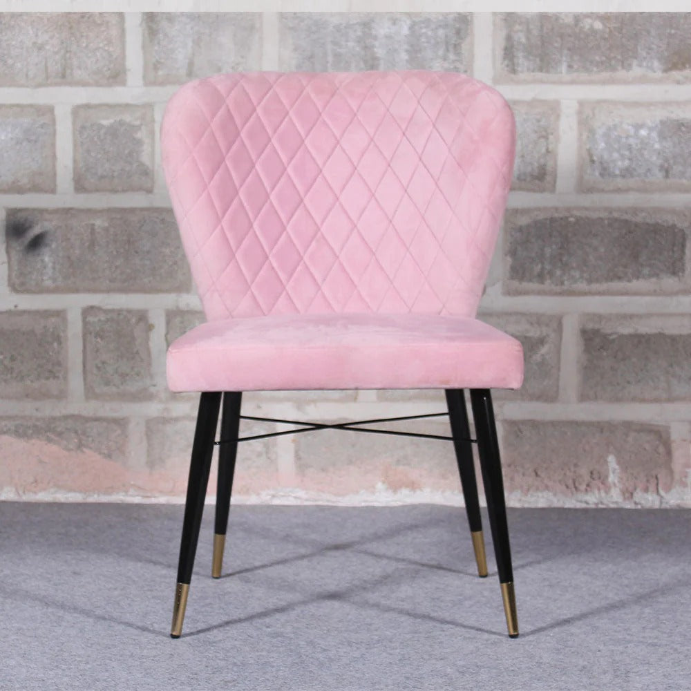 Classic Pink Velvet Dining Accent Chai
