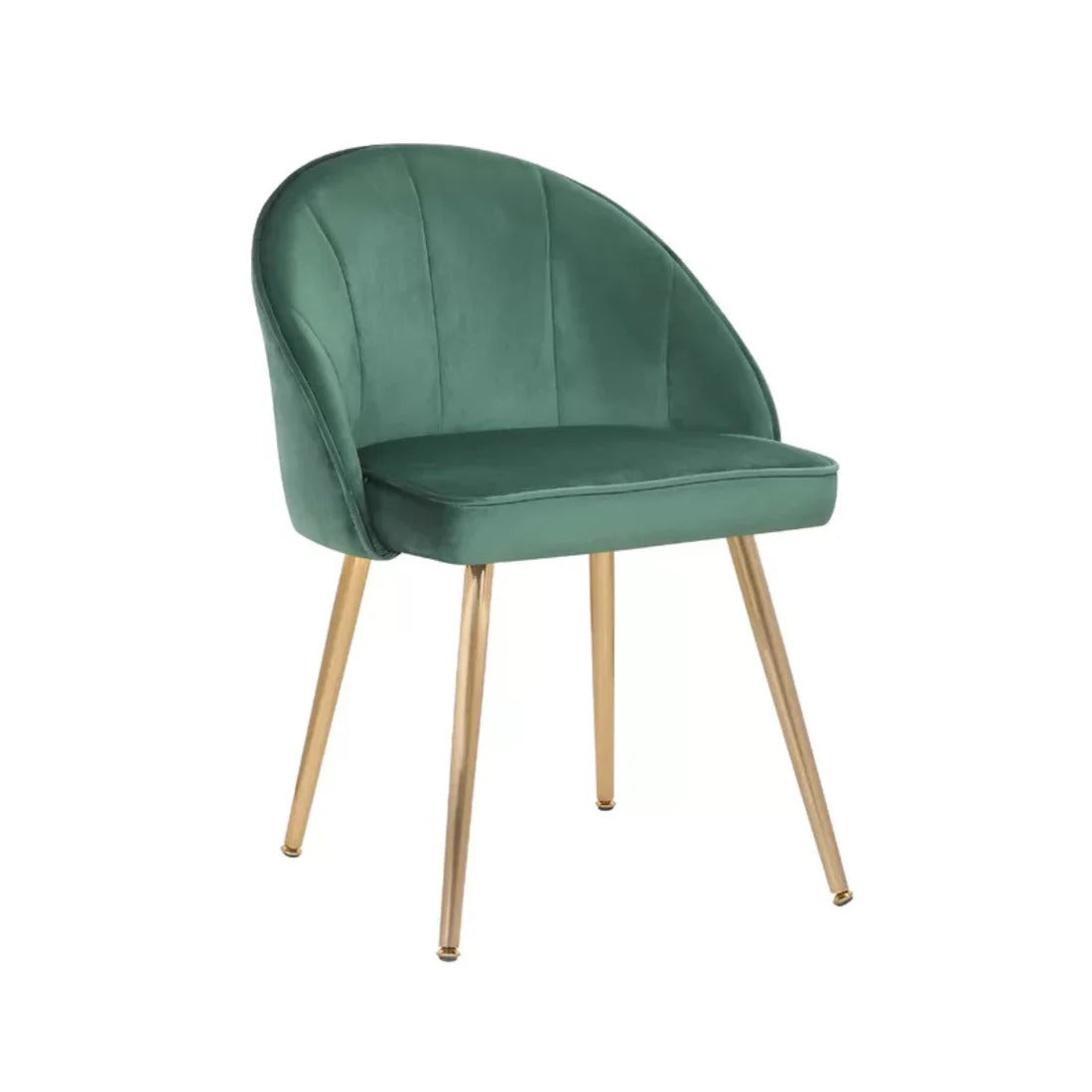 Golden-Legged Royal Green Velvet Chair