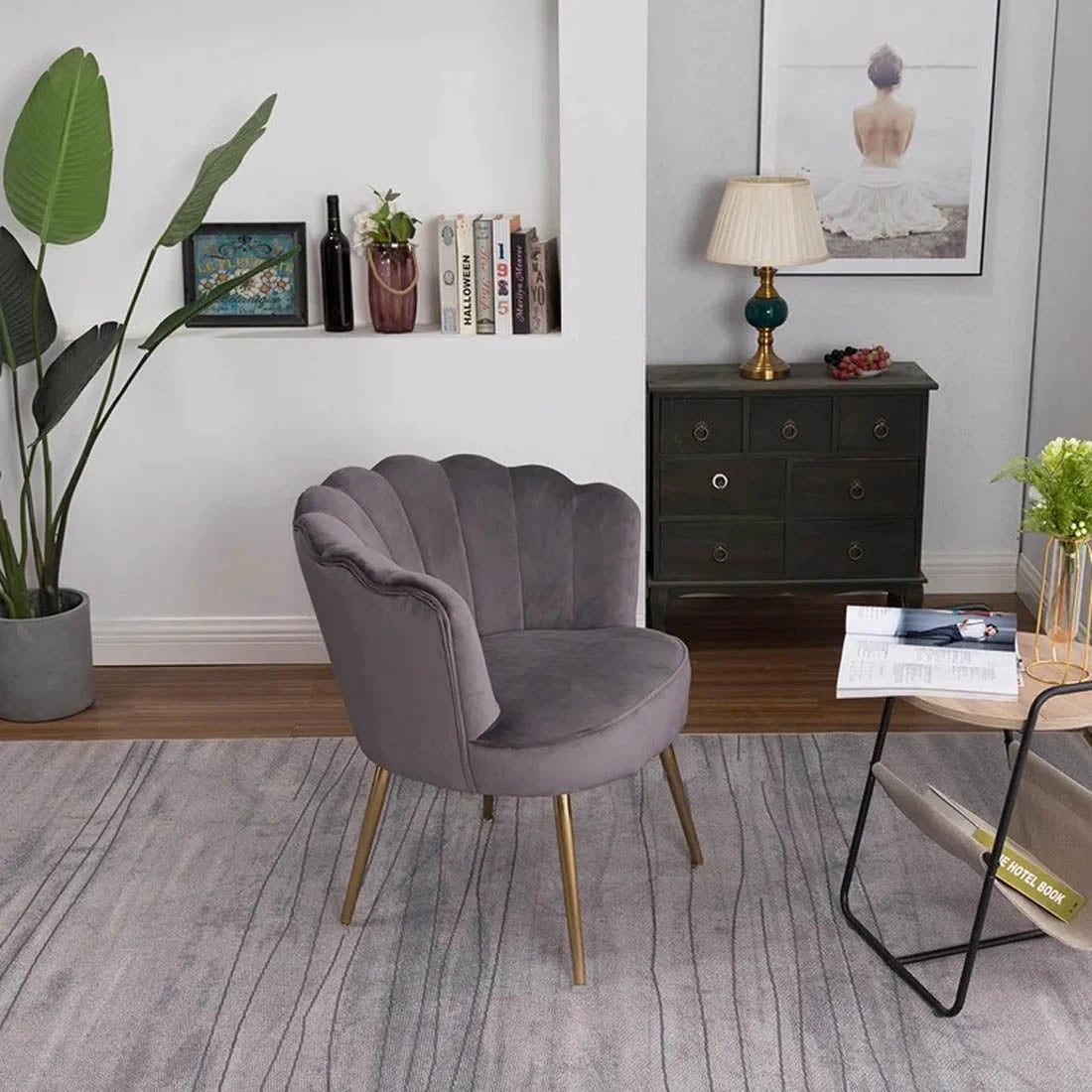 Grey Shell Accent Chair