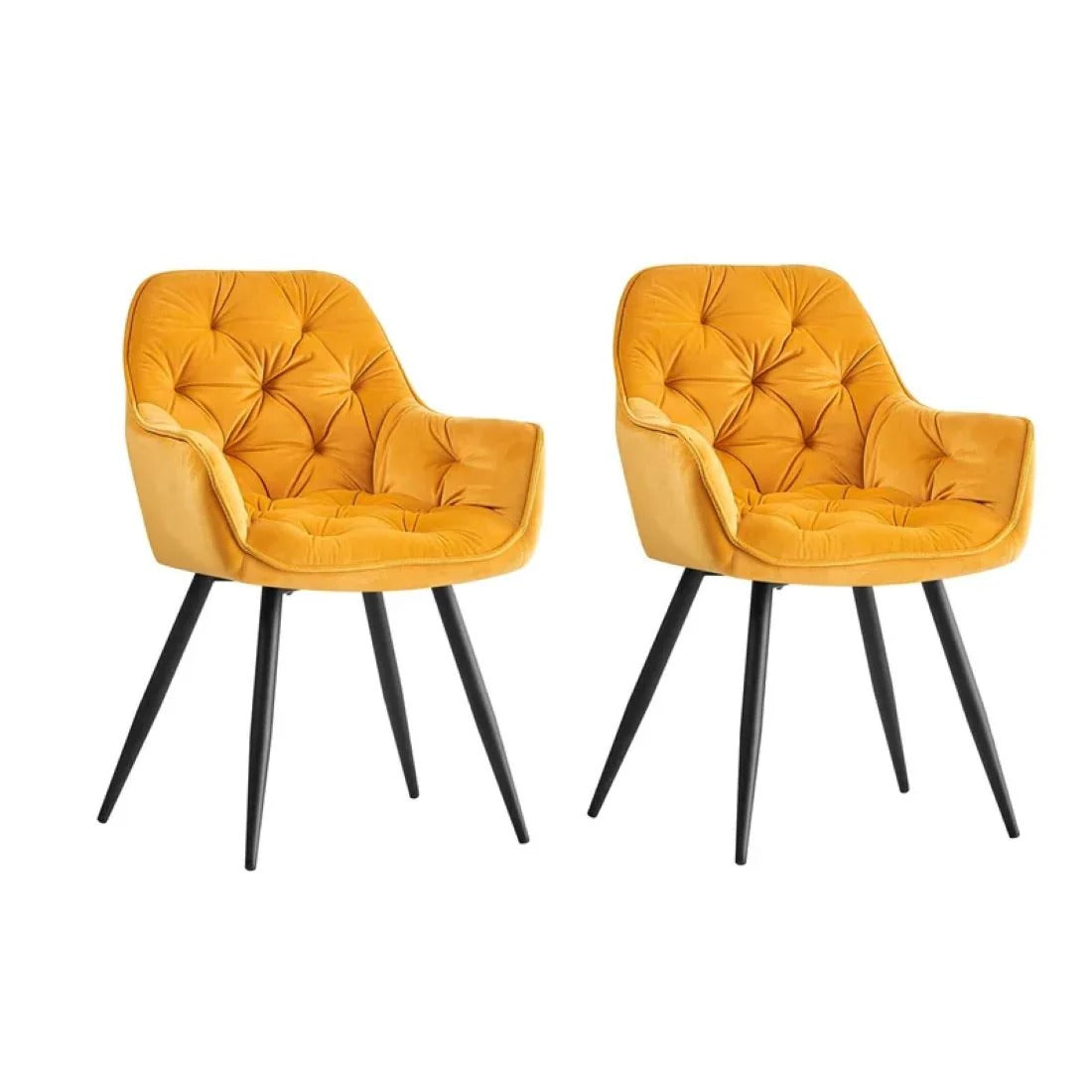 Yellow Tufted Velvet Accent Chair