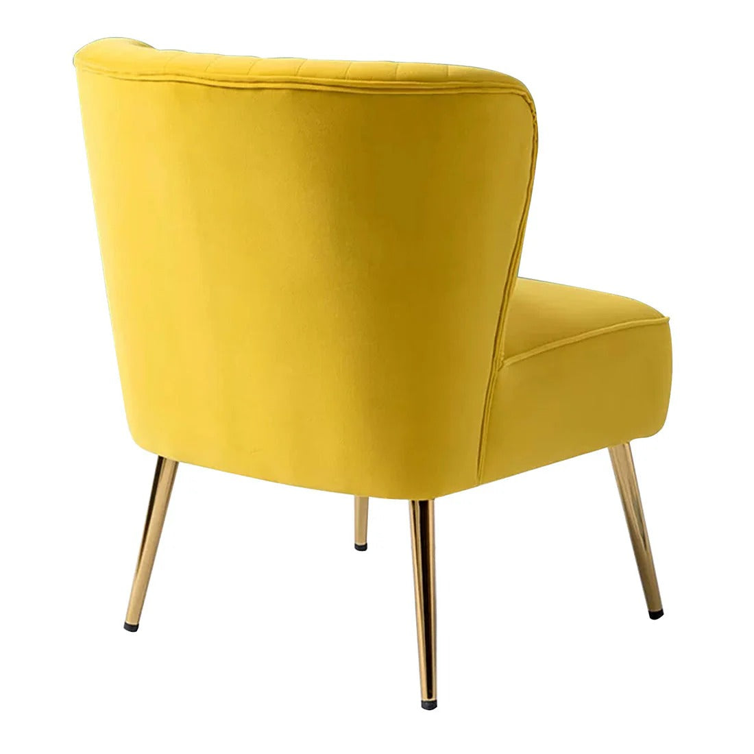 Tapered Gold-Leg Yellow Accent Chair