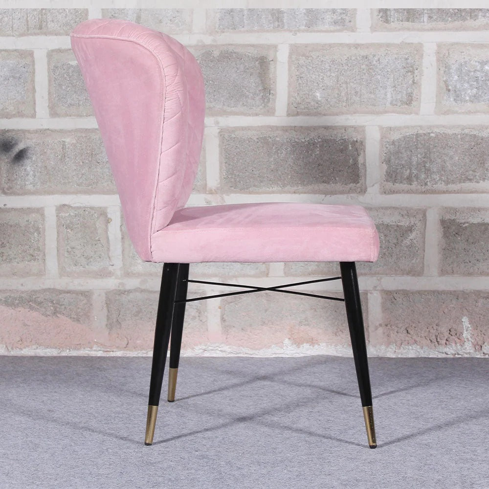 Classic Pink Velvet Dining Accent Chai