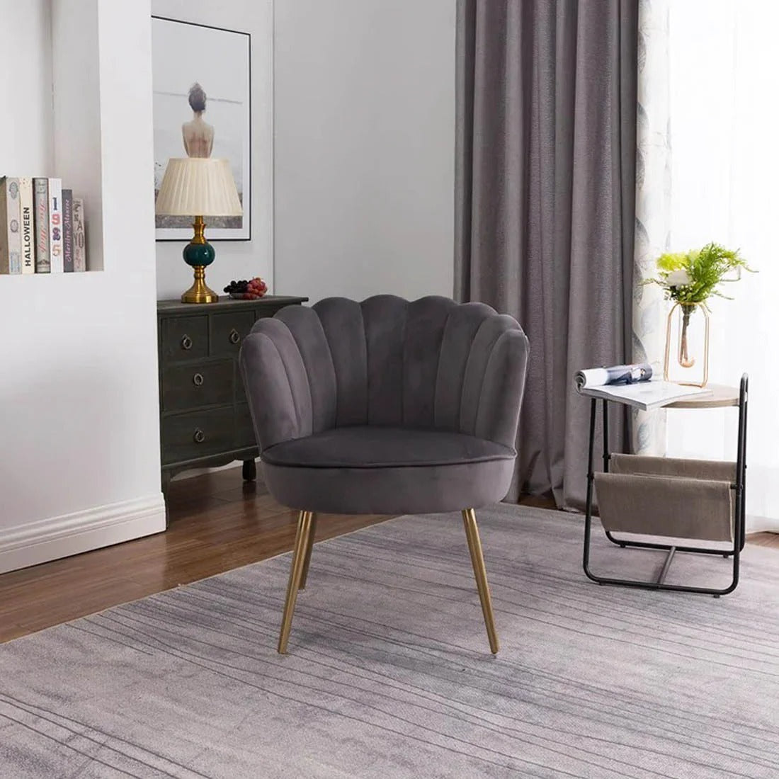 Grey Shell Accent Chair