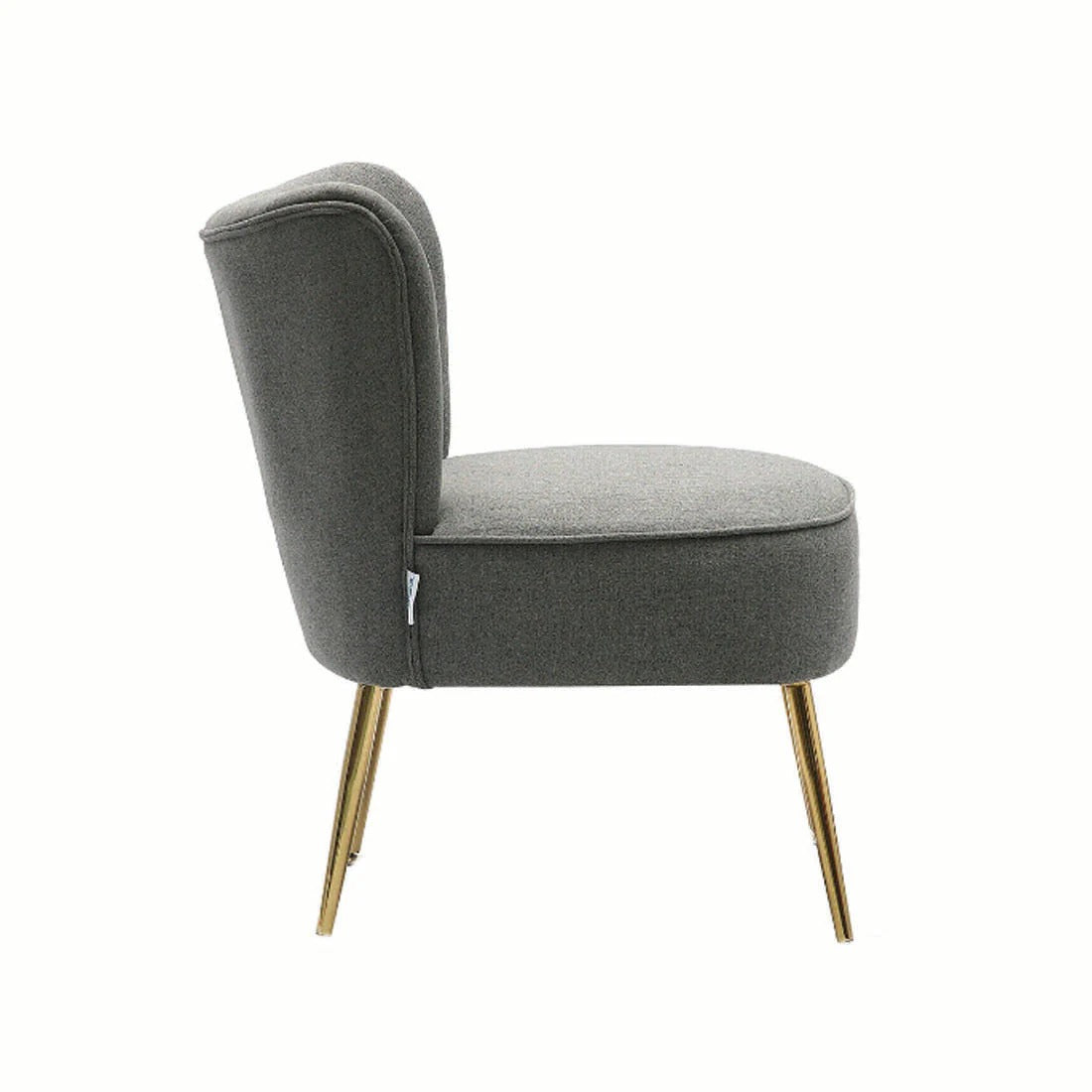 Grey Deep-Cushion Velvet Accent Chair