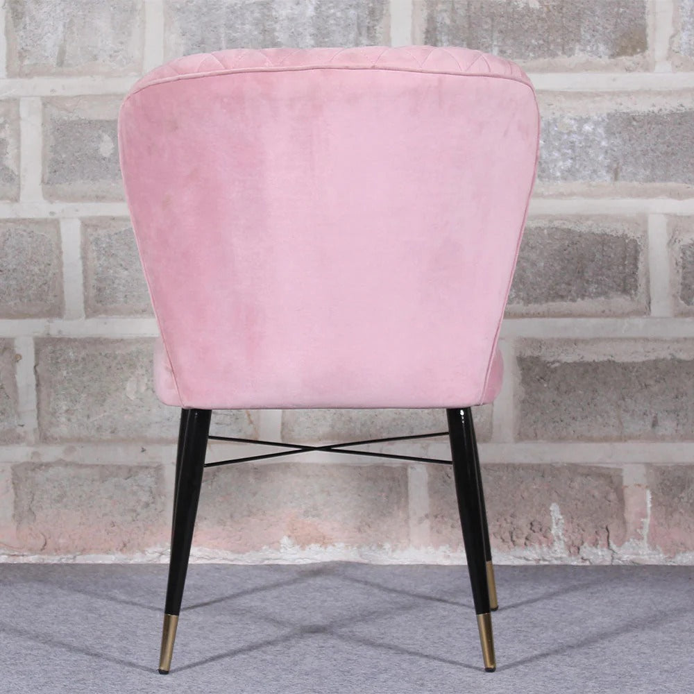 Classic Pink Velvet Dining Accent Chai