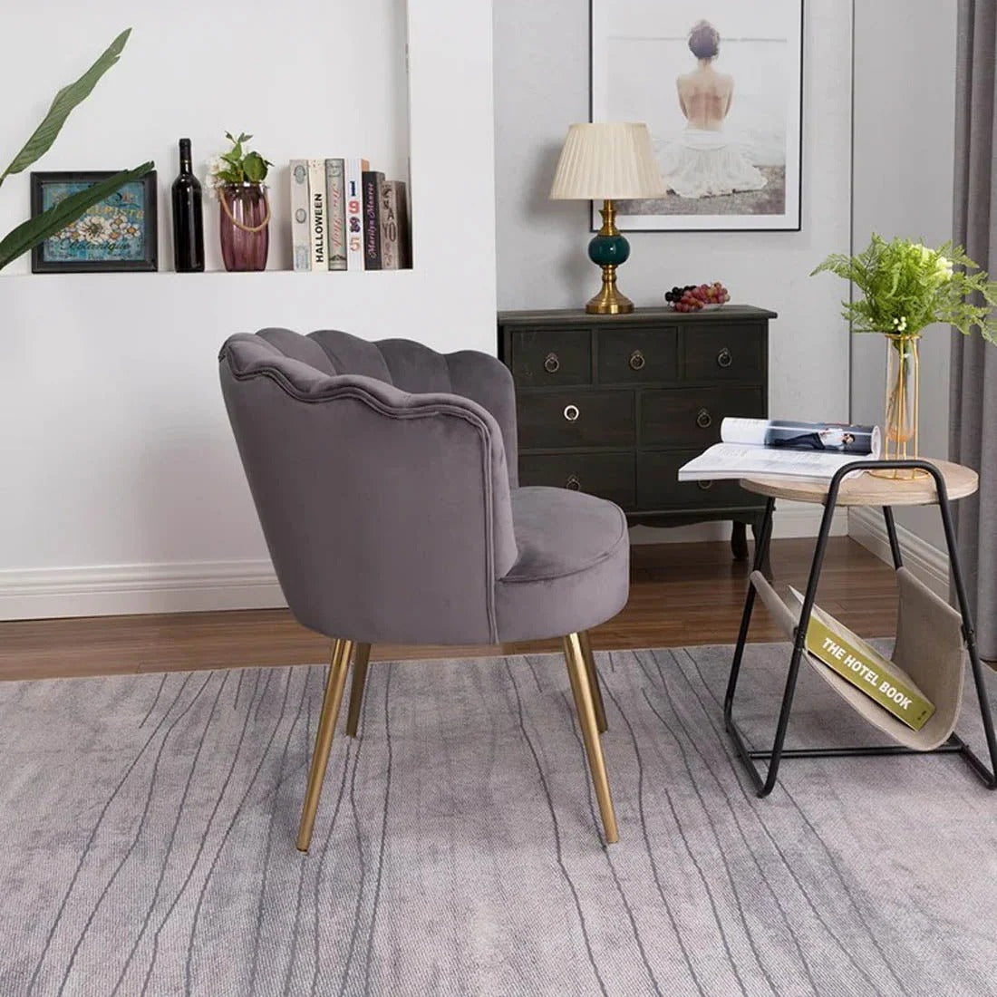 Grey Shell Accent Chair