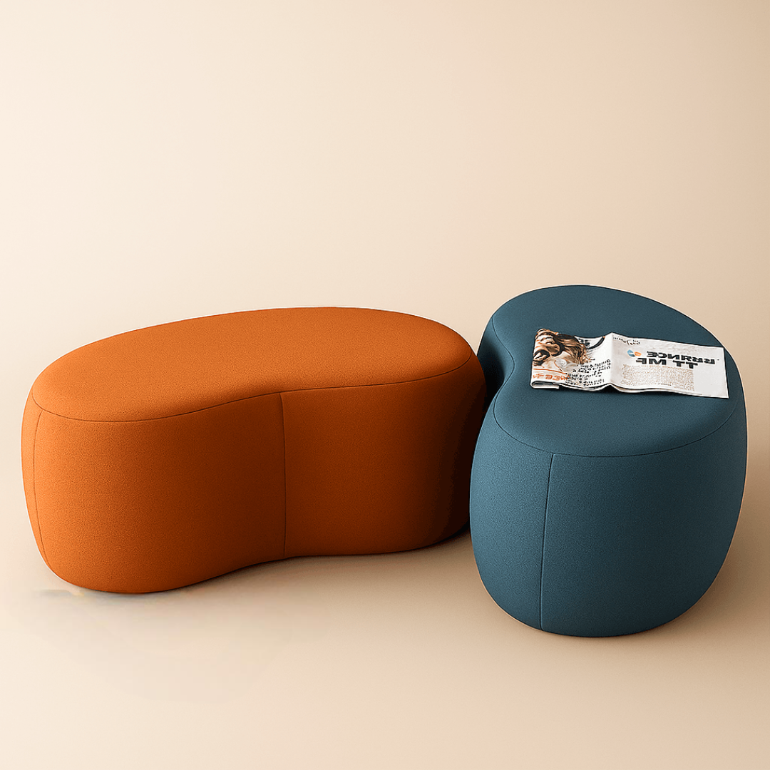 Modern Sculpted Fabric Ottoman Stool