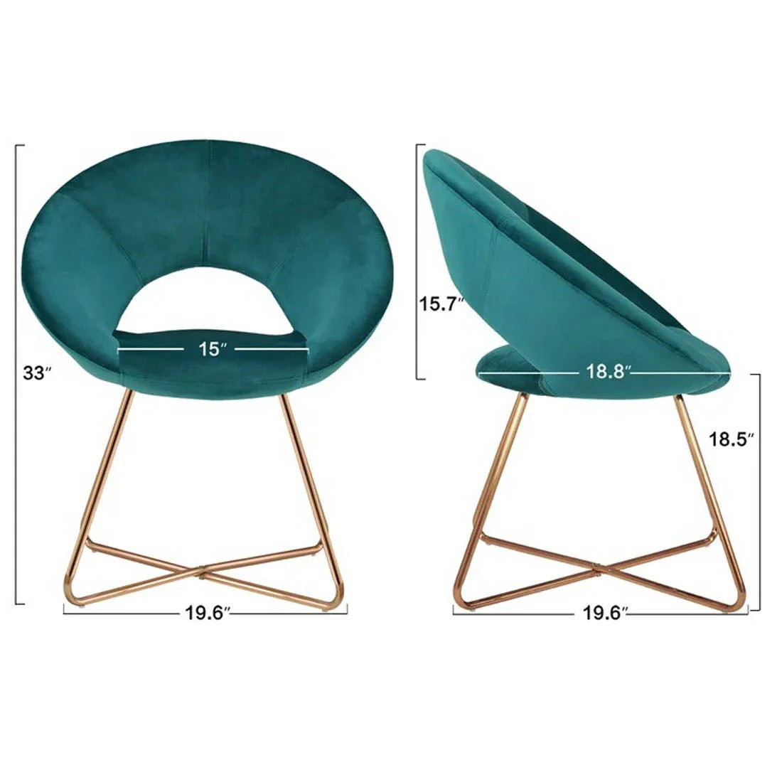 Teal Round Velvet Accent Chair
