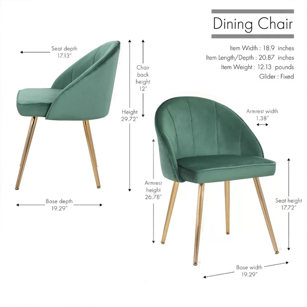 Golden-Legged Royal Green Velvet Chair