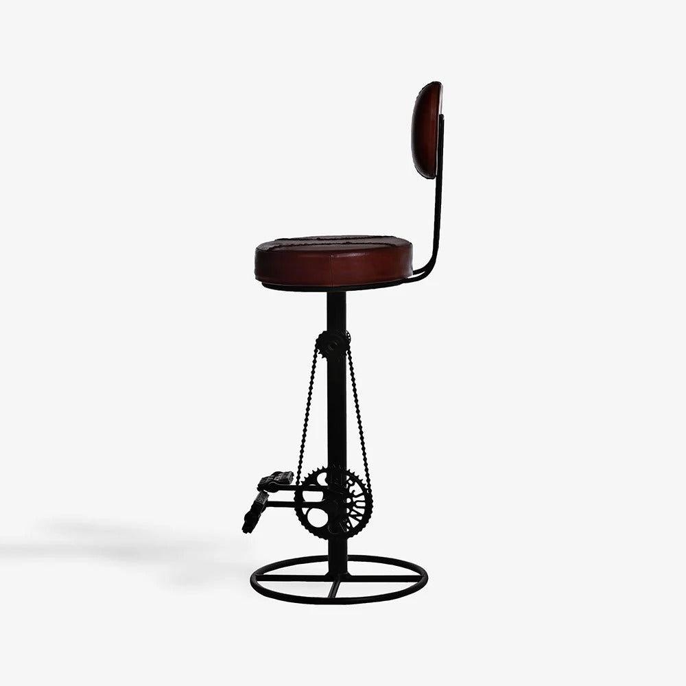Round-Seat Metal Bar Chair with Padded Back