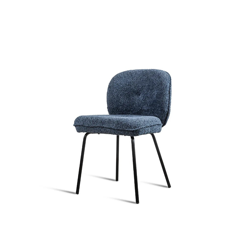 Navy Bouclé Round-Back Dining Chair