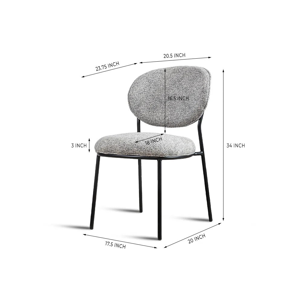 Grey Bouclé Round-Back Dining Chair