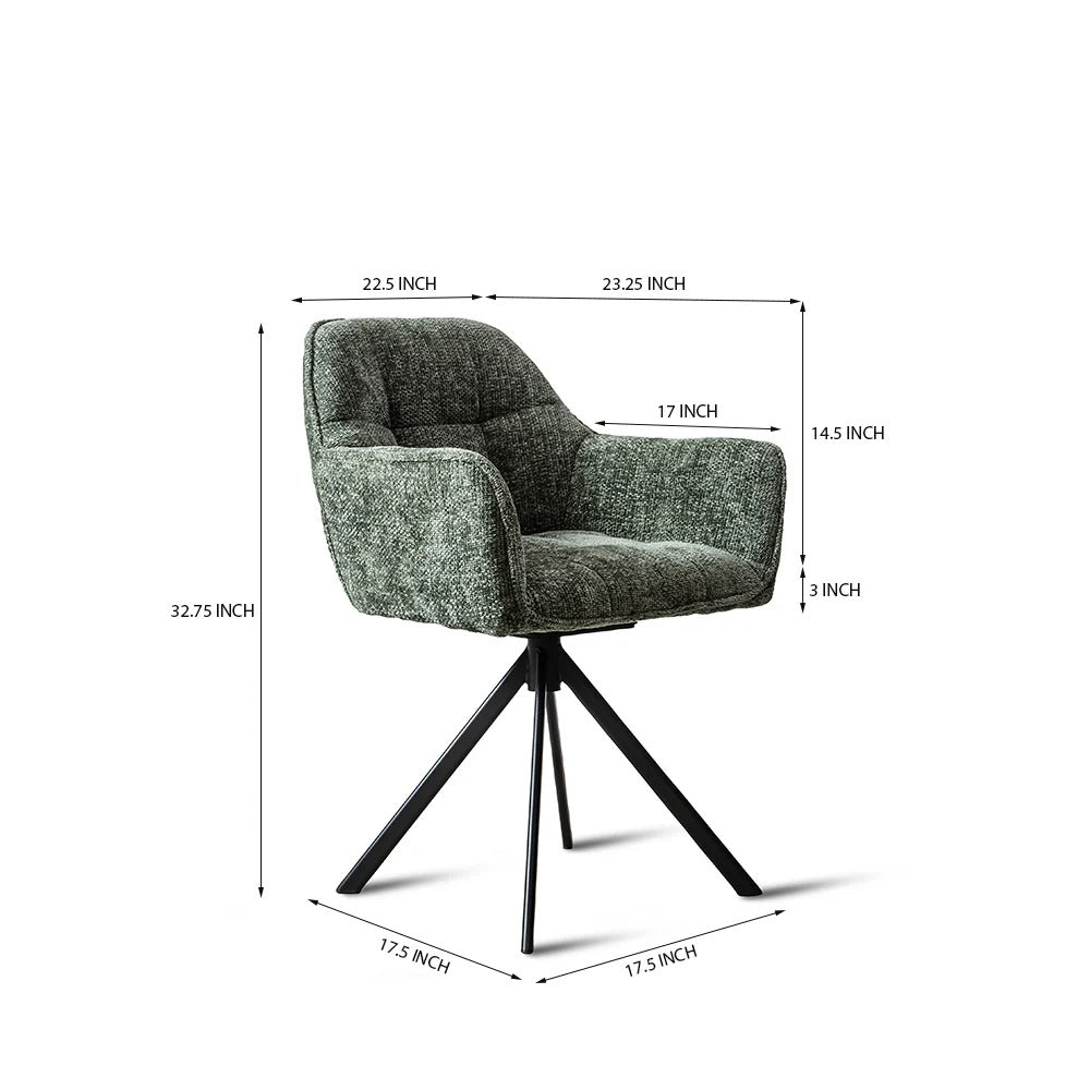 Green Upholstered Spider-Base Chair