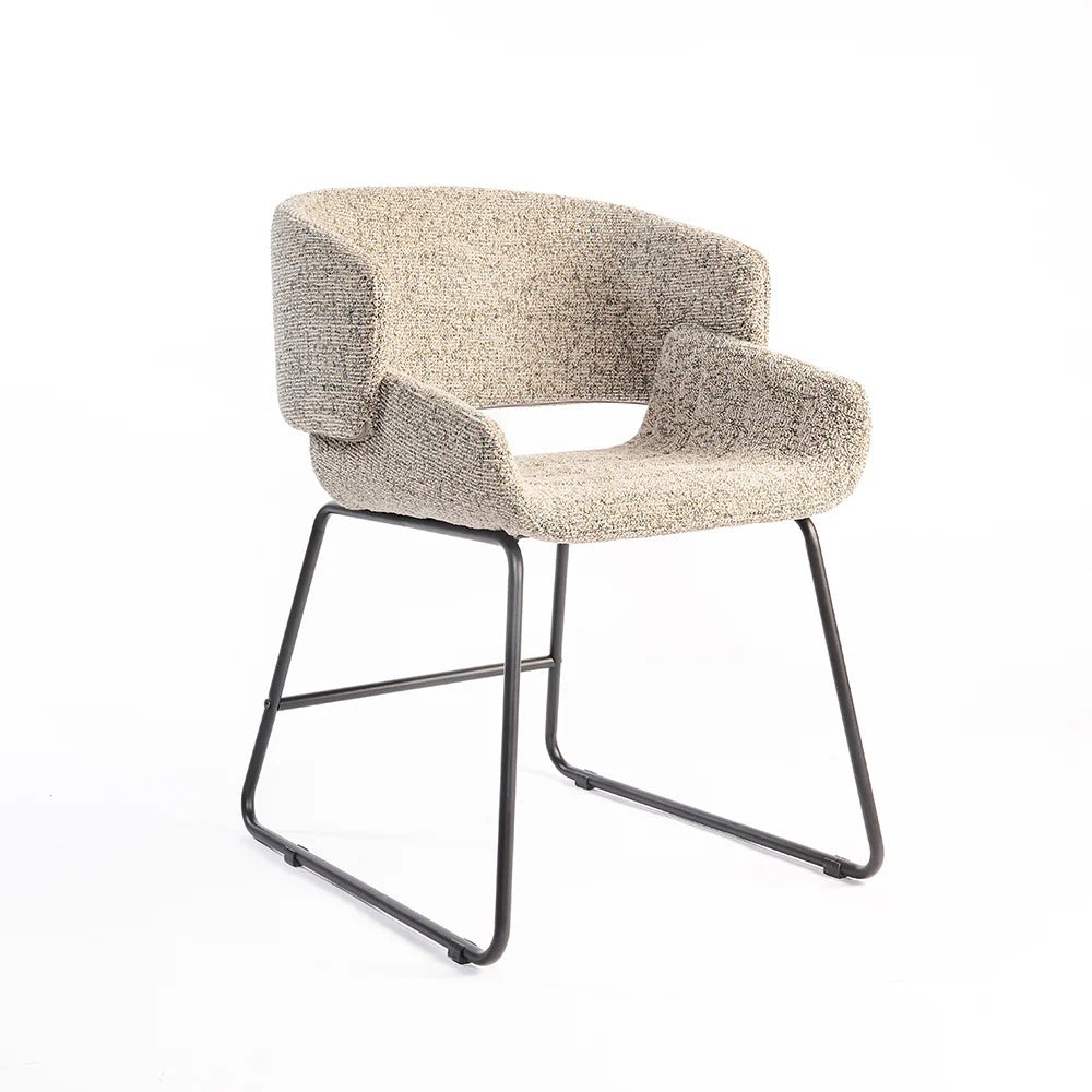 Cozy Textured Armchair with Metal Sled Base