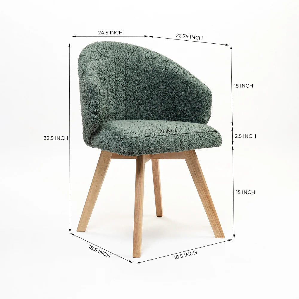Tezzo Green Bouclé Dining Chair