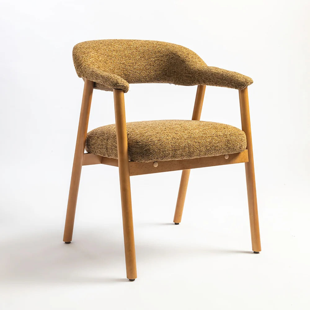 Mid-Century Fabric Dining Chair with Wooden Legs