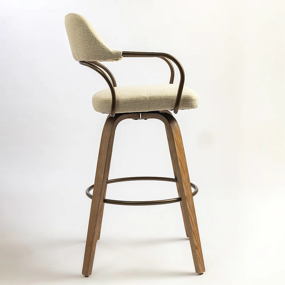 Full-Back Swivel Counter Stool in Beige