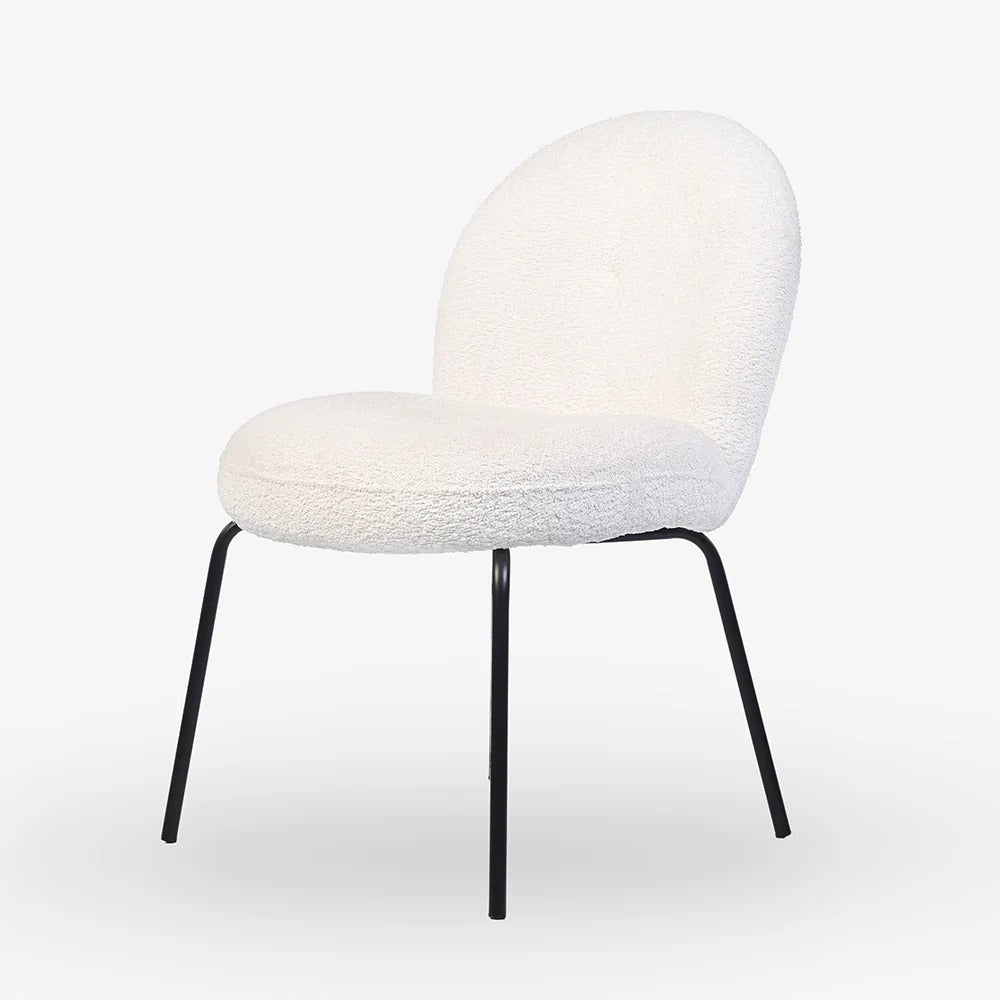 Bouclé Round-Back Metal Chair