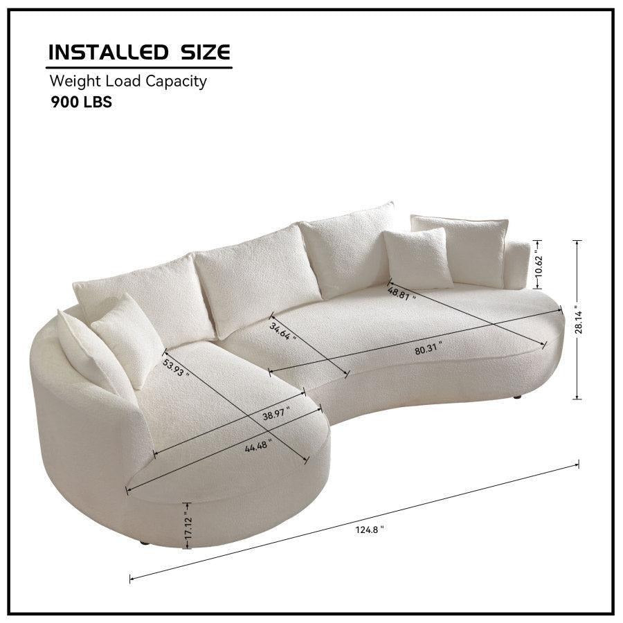Snowy Twist Curved Bouclé 3 Seater Sofa