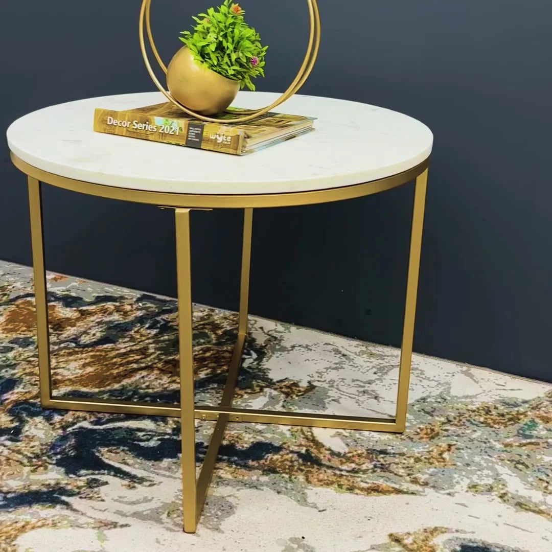 Minimalist Golden Metal Coffee Table