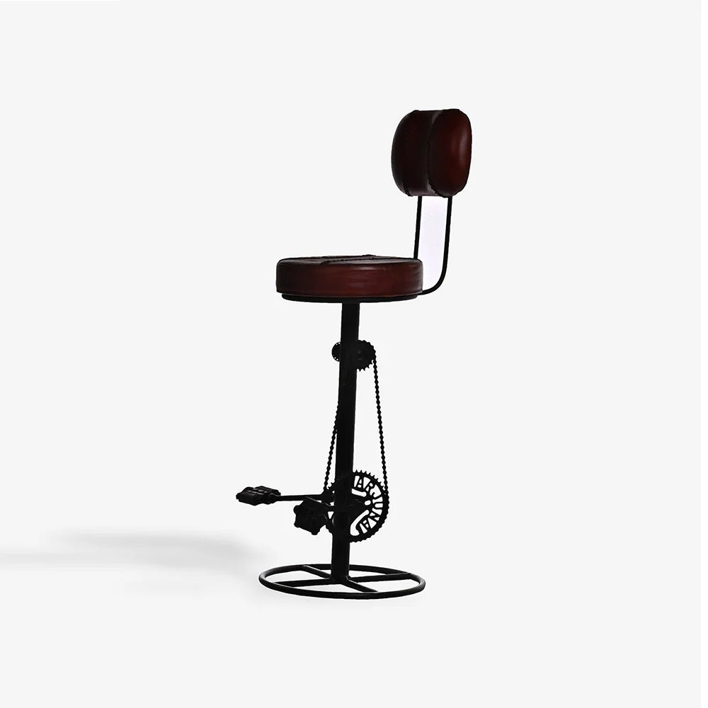 Round-Seat Metal Bar Chair with Padded Back