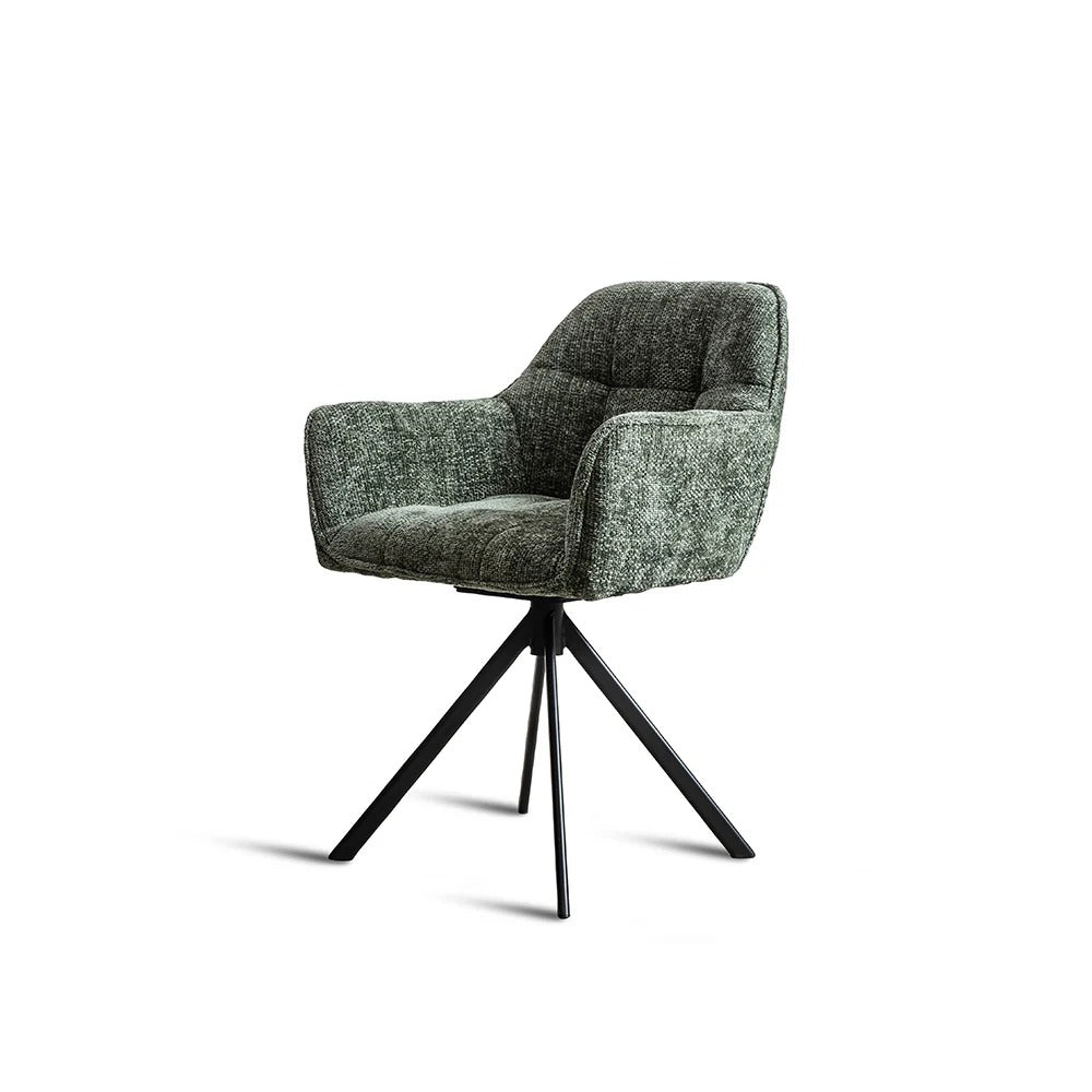Green Upholstered Spider-Base Chair