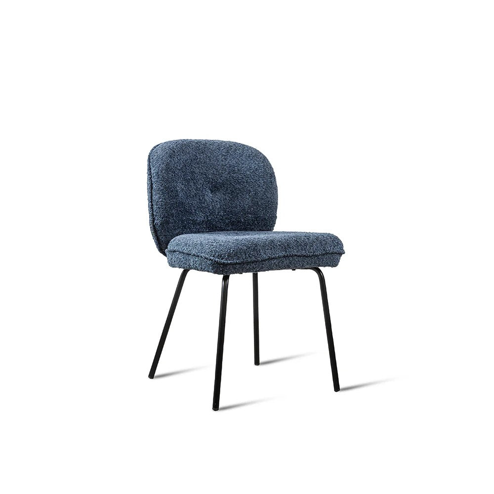 Navy Bouclé Round-Back Dining Chair