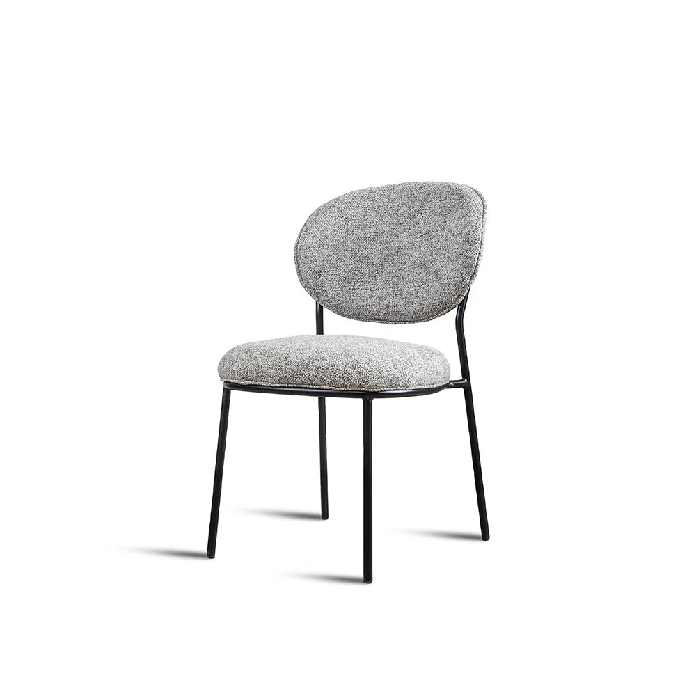Grey Bouclé Round-Back Dining Chair