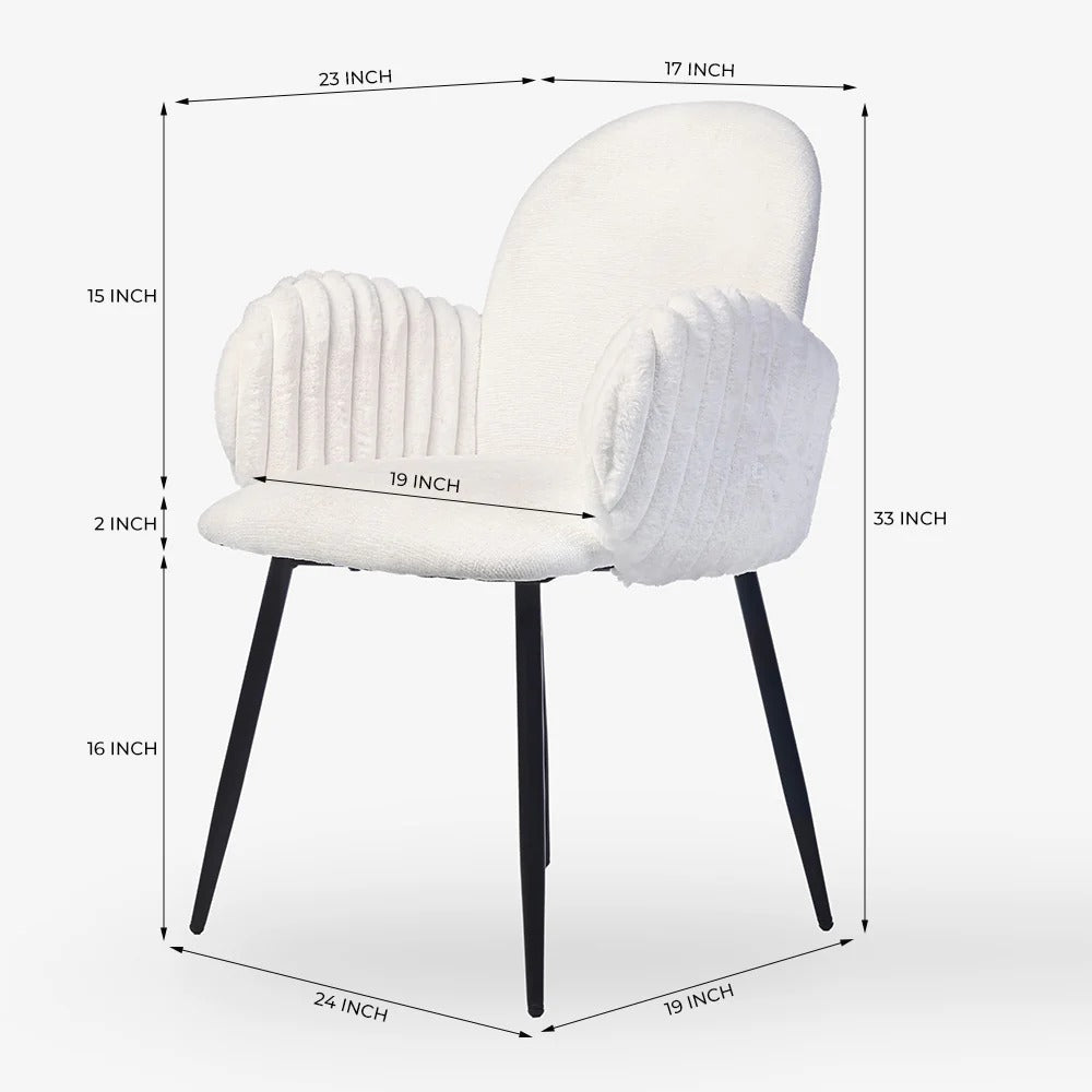 Elysian White Bouclé Dining Set