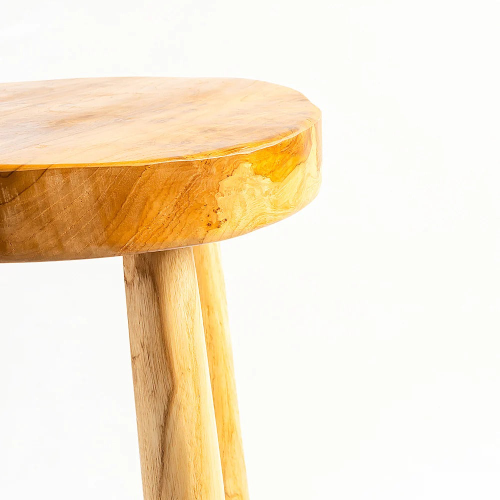Rustic Solid Wood Log Bar Stool