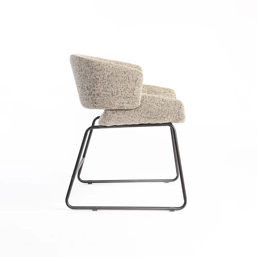 Cozy Textured Armchair with Metal Sled Base