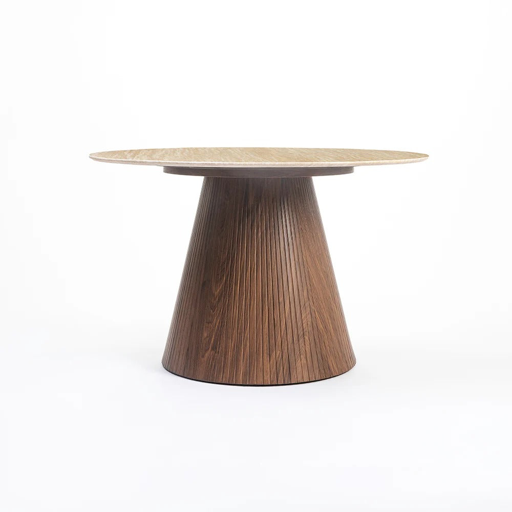 Travertine Halo Round Dining Table