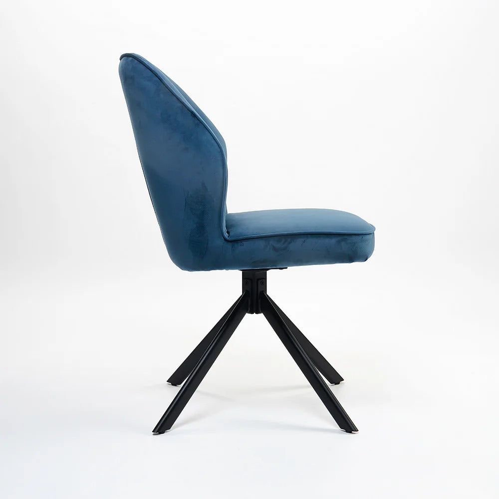 Tezzo Blue Velvet Swivel Dining Chair