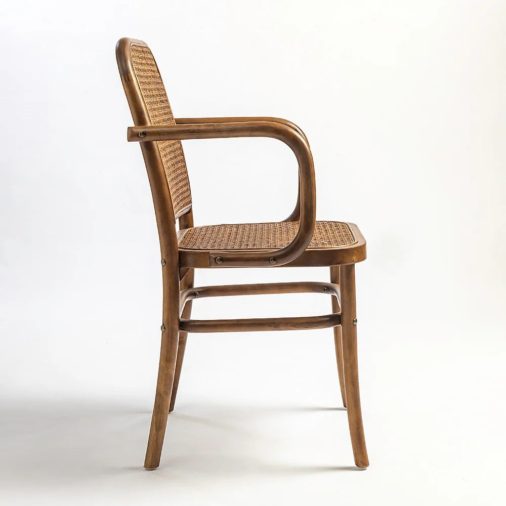 Curved Cane Arm Chair