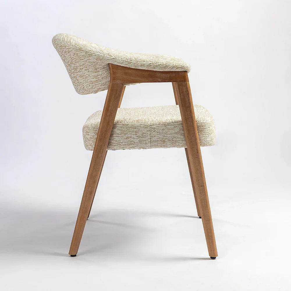 Beige Barrel-Back Upholstered Dining Chair