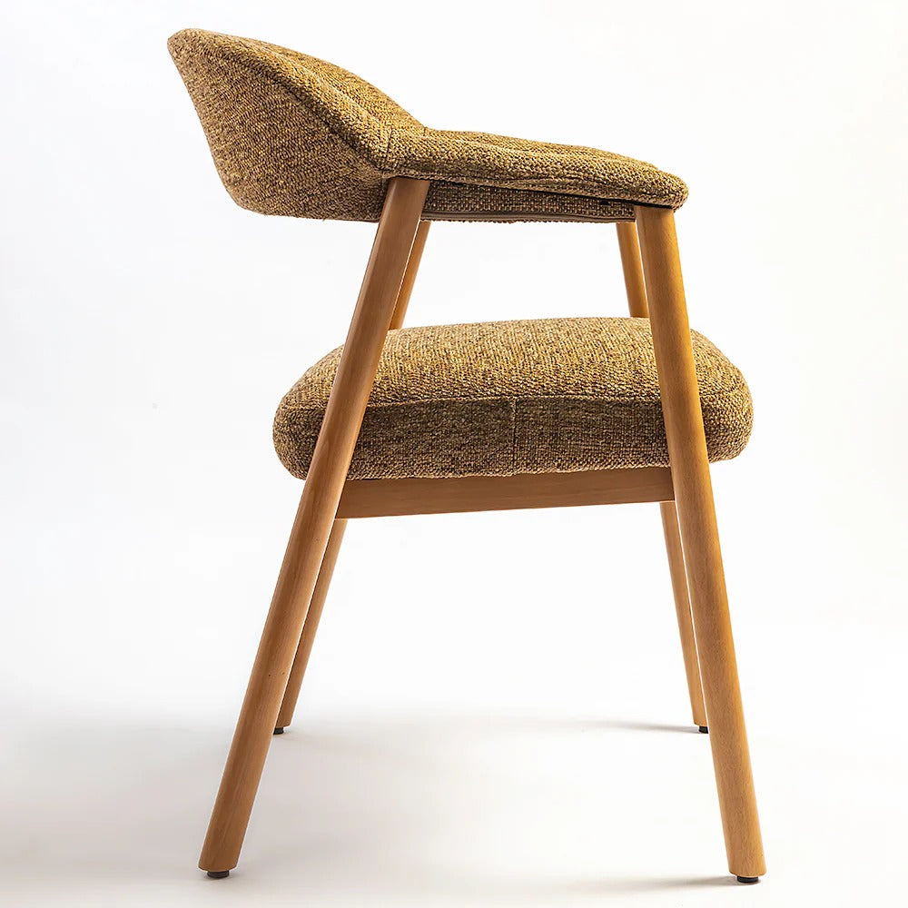 Mid-Century Fabric Dining Chair with Wooden Legs