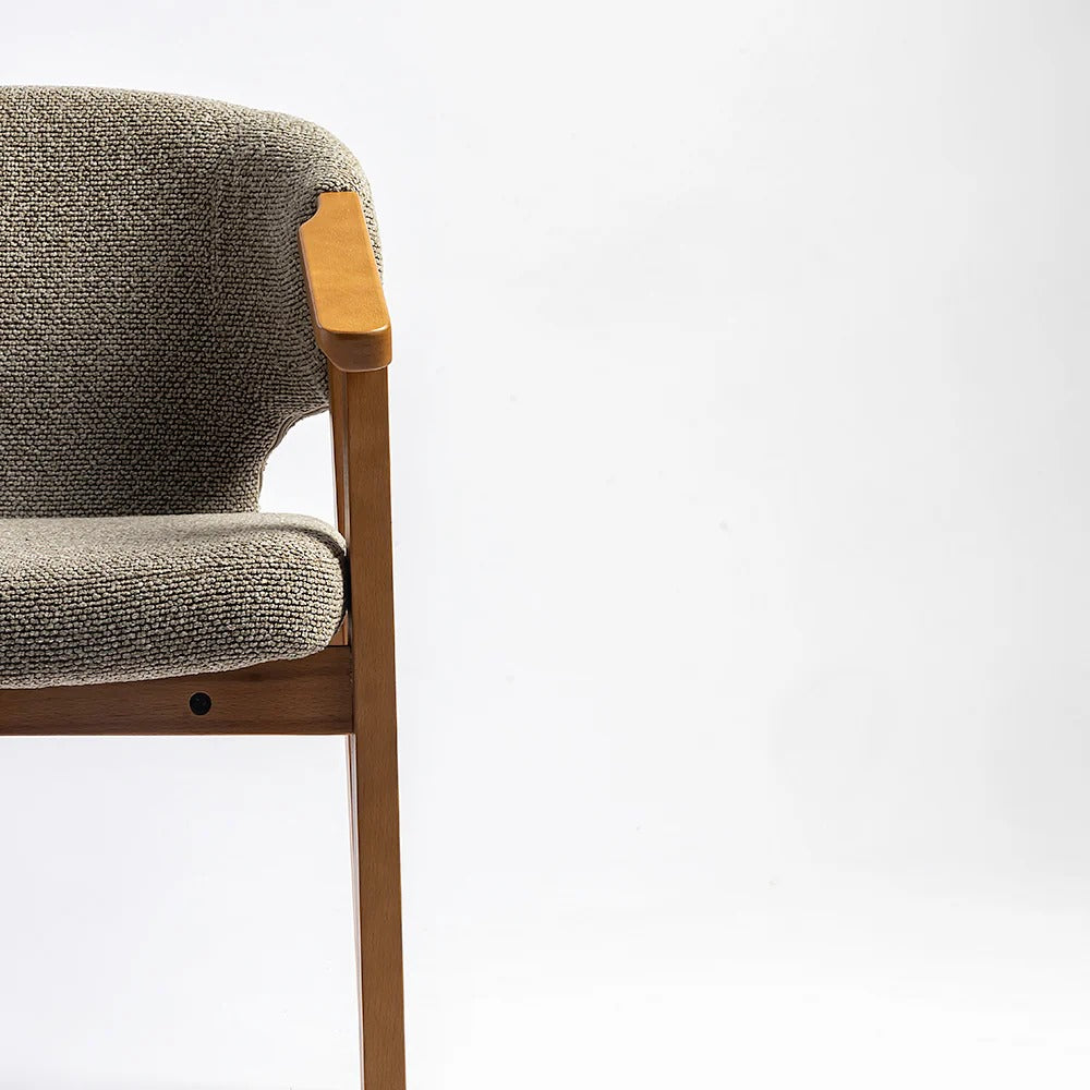 Curved Barrel-Back Dining Chair with Wooden Legs