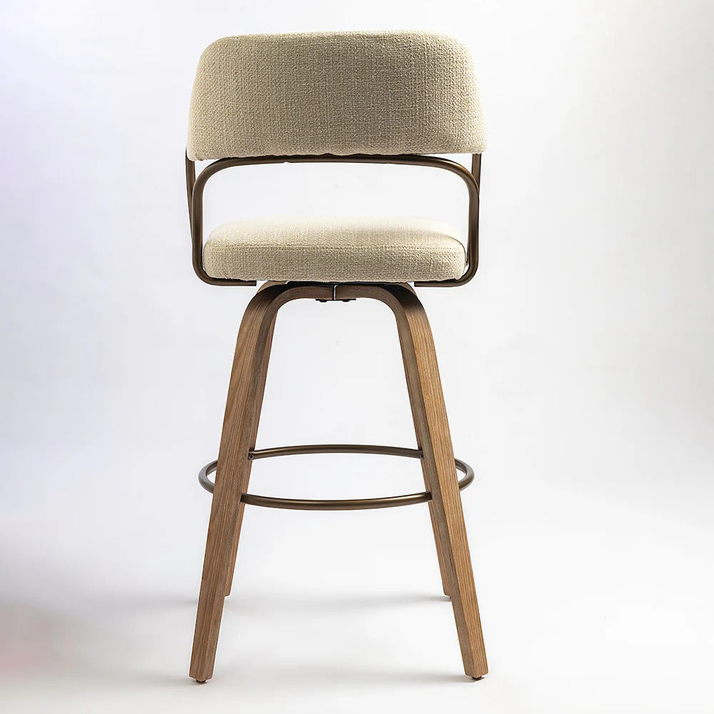 Full-Back Swivel Counter Stool in Beige