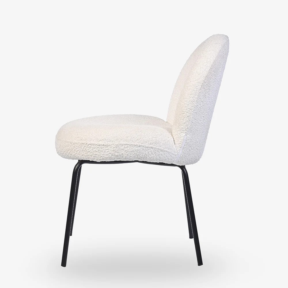 Bouclé Round-Back Metal Chair
